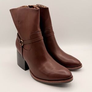 Korks Selena NWT Leather Harness Ankle Boots Block Heel Brown Women’s Size 11